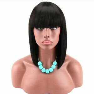 Yaki Black Short Bob Wig~With Bangs~Synthetic~NEW
